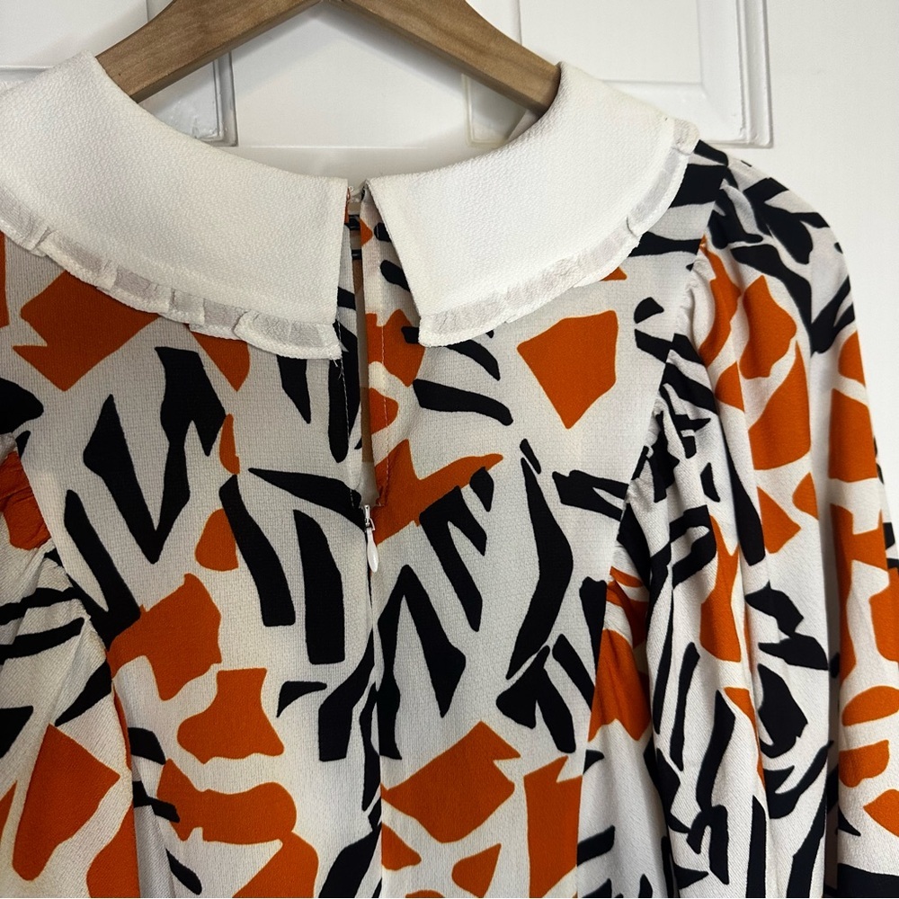 French Connection Vibrant Orange‎ and Black Long Sleeve Dress 6 - Picture 5 of 9